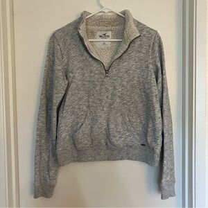 Gray Hollister Teddy Quarter-Zip Pullover